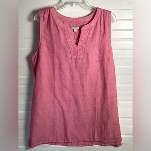 Talbots NWT Linen BLEND Tank Top Pink Size XL sleeveless tunic blouse V-Neck